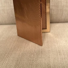 VTG Rose Gold CopperTone Double Photo Picture Frame Easel Metal Hinged Fluted