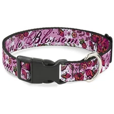 Plastic Clip Collar Born to Blossom Pink Medium 11-16.5"