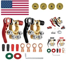 Car Battery Terminal Connectors, 2pcs Battery Terminals Top Post, 4 Way Auto ...