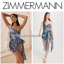 Zimmermann high wrap playsuit romper in blue ikat floral 2/US6-8