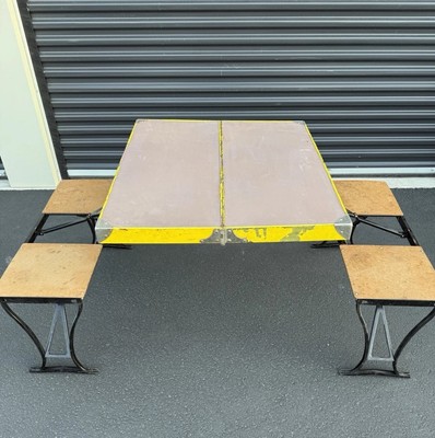 70s VTG Milwaukee Handy Folding Table Chair Set Stamping Co USA