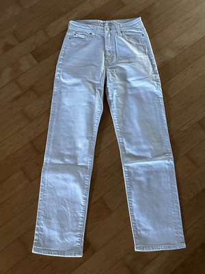 Cubus Damen Jeans XS/32 Mom Fit Straight weiß High Waist Stretch Denim neuwertig