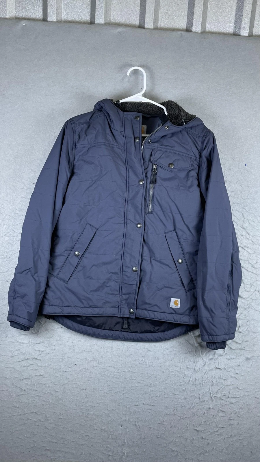 Carhartt Jacket Youth S 4/6 Blue Hooded Puffer Quilted Insulated Winter
