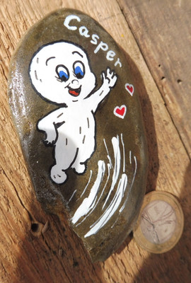 Glücksstein Casper the friendly ghost  Kino Film Casimir Geist bemalt Stein