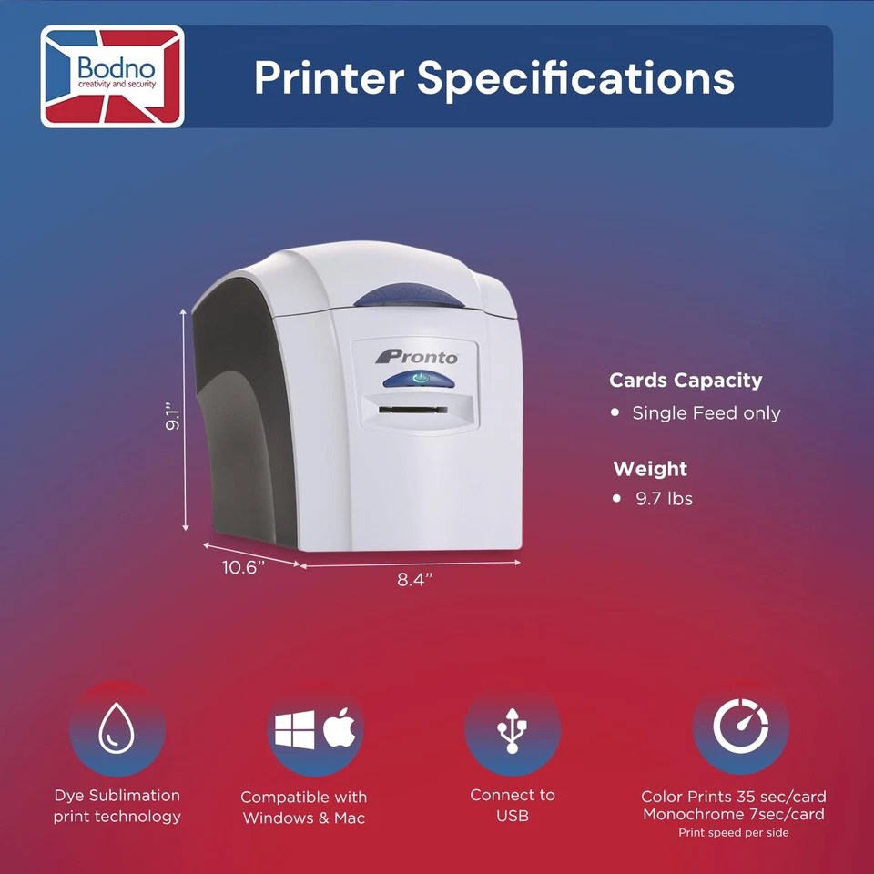 Bodno Magicard Pronto ID Card Printer & Complete Supplies Package ID Software - Image 4 of 4