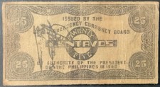 1942 PHILIPPINES-BOHOL EMERGENCY PAPER MONEY - 25 CENTAVOS BANKNOTE!