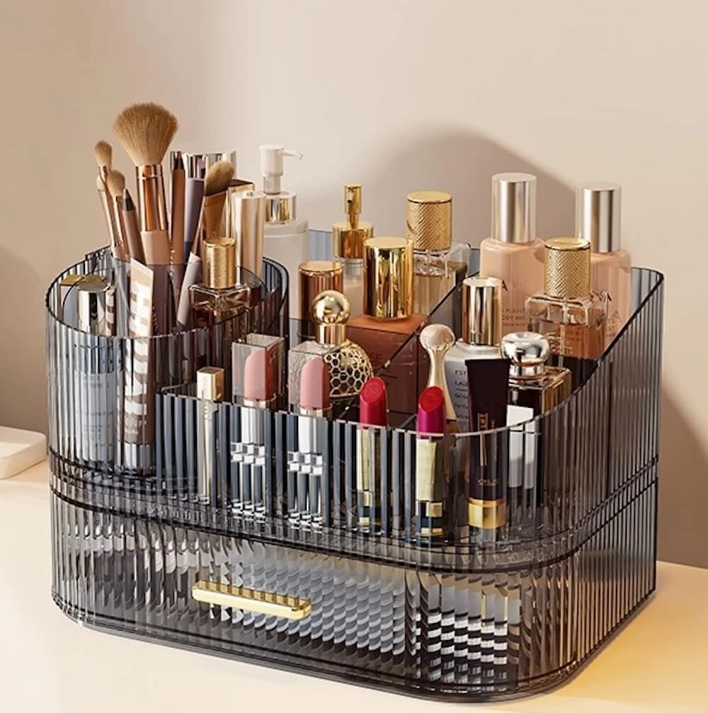 SpaceLuxe Makeup Organizer with Drawers and 360° Rotating Brush Holder, Large...
Opens in a new wind