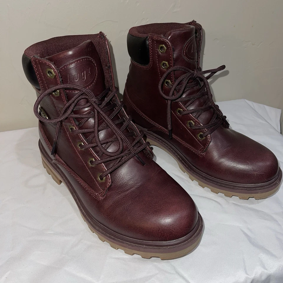 Y2K Lugz Empire High Lace Burgundy Leather Boots Memory Foam Women’s US 8 - Image 4 of 4