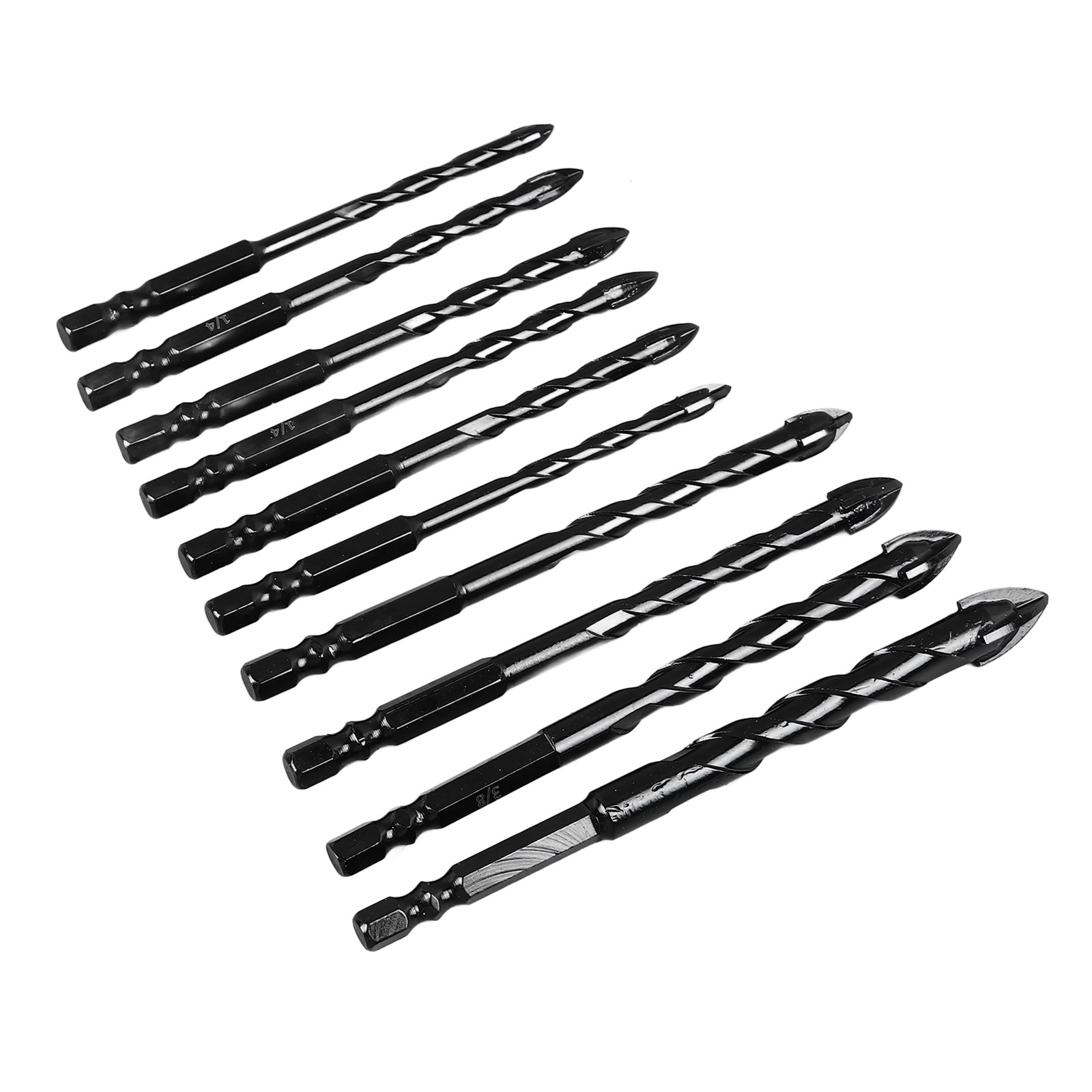 10 Pcs Hex Shank Concrete Drill Bit For Fast Drilling Wood Ceramic