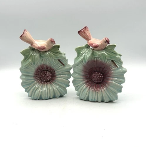 McCoy Pottery Two (2) Wall Pockets "Flower with Bird" 1948-52