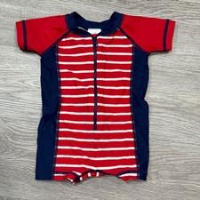 Hanna Andersson Kids Rash Guard Swim Shirt Red White Stripe Navy Size 50 0-3m