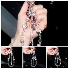 Crystal Bead Pearl HeartPhone Wrist Strap Lanyard With Crystal Butterfly Pendant