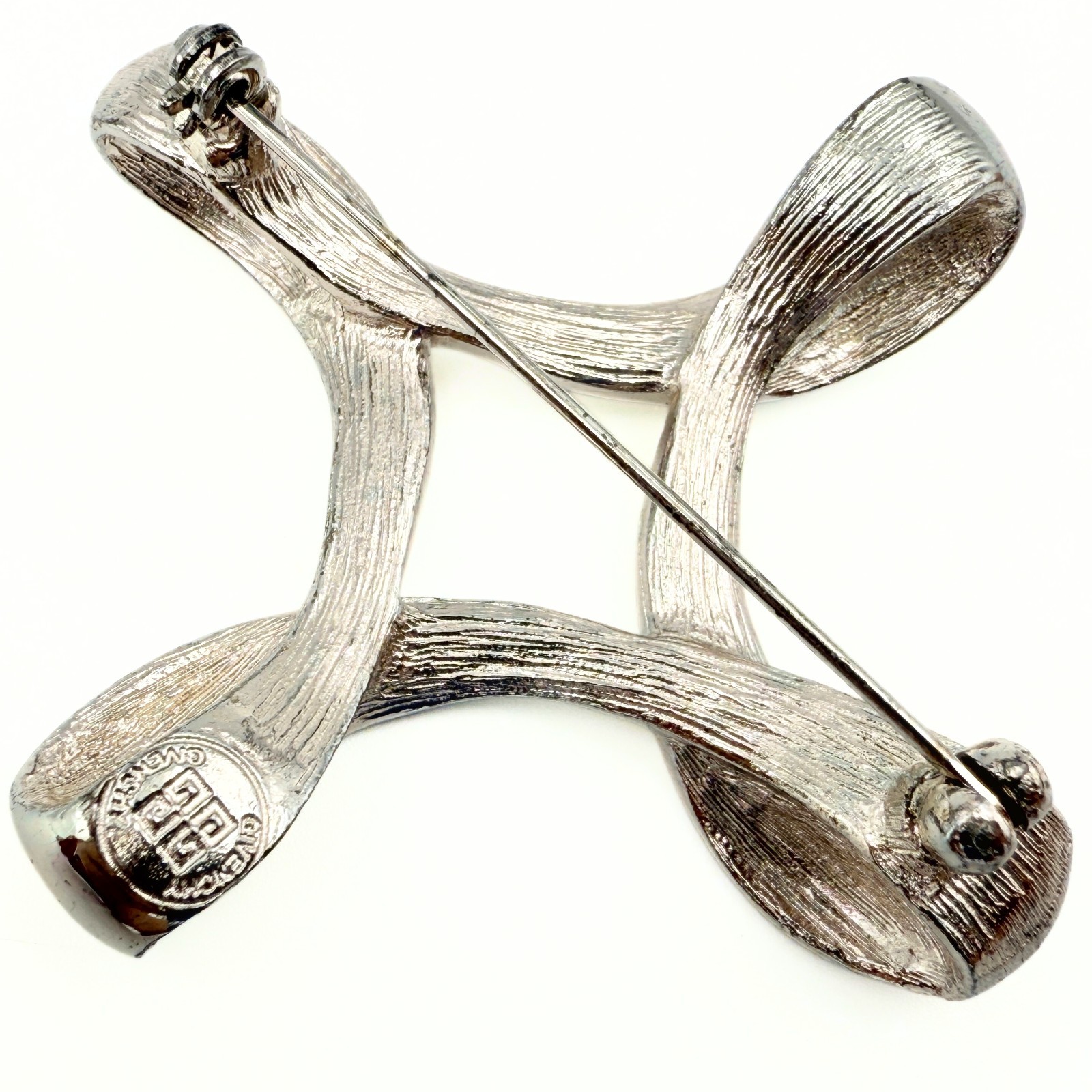 Givenchy Designer Signed Textured Silver Plate Kn… - image 5