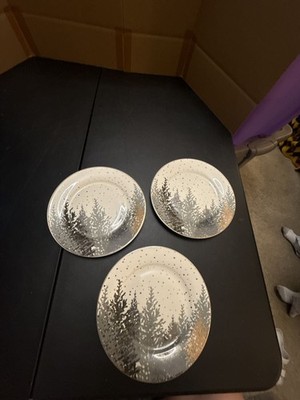 Grace Teaware Winter Forest Fine Porcelain Plate Set (3 Pieces)
