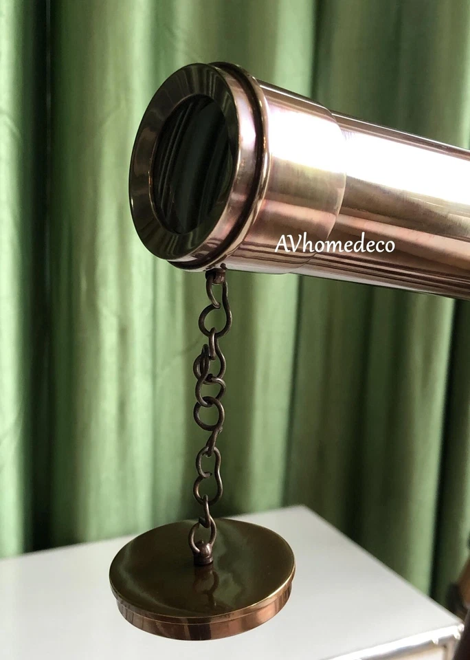 Floor Standing Brass Telescope Adjustable Tripod Wooden Stand Fully Functional - Image 4 of 4