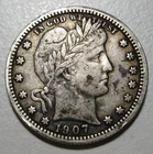 1907-O U.S. BARBER SILVER QUARTER 25c COIN Full "LIBERTY" LOT#546