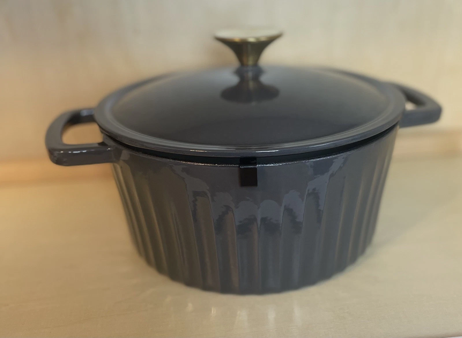 Dash Of That Enameled Cast Iron Fluted Dutch Oven Charcoal 3Qt New In Box