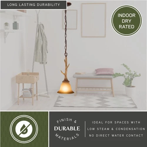 Vaxcel Lighting PD33057 Lodge 1 Light 7"W Antler Mini Pendant - Noachian Stone - Picture 3 of 6