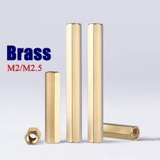 M2/M2.5 Long Hex Connection Nuts Brass Thread Sleeve Standoffs Pillars Spacers