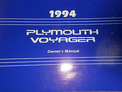 1994 PLYMOUTH VOYAGER ORIGINAL FACTORY OWNERS MANUAL | eBay