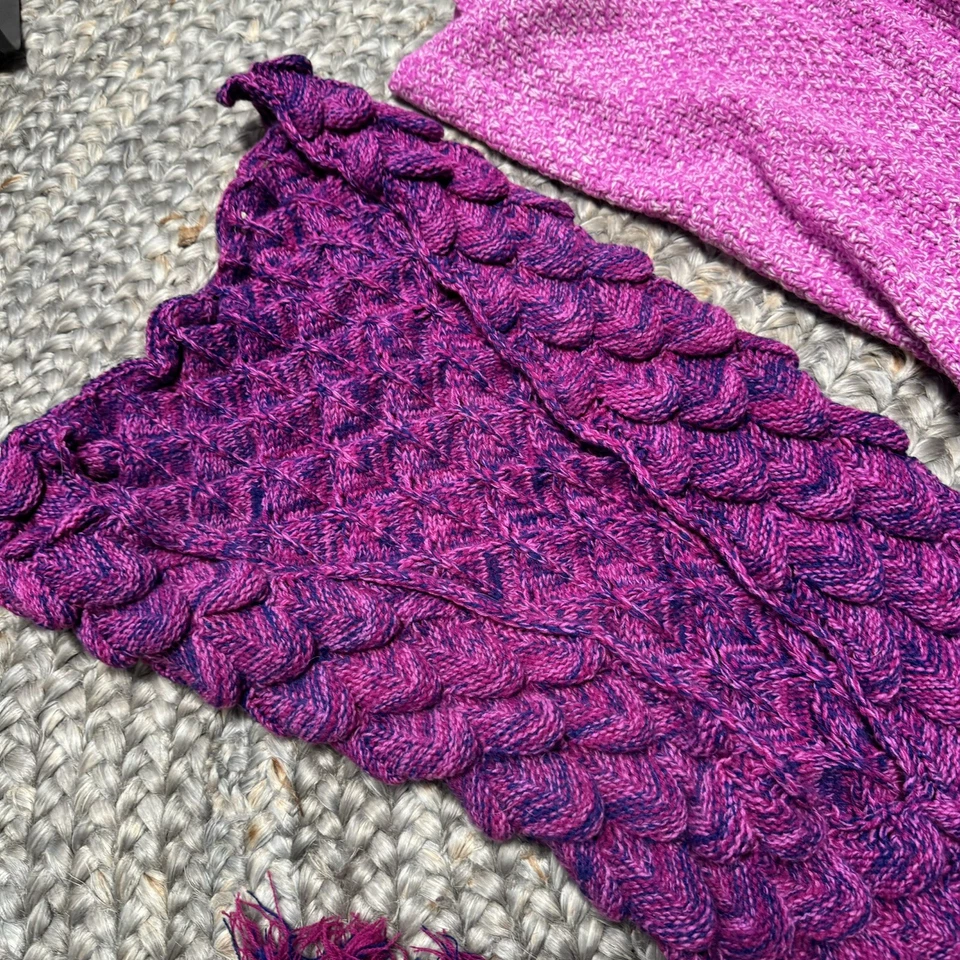 Manta cola de sirena azul rosa púrpura tejida a mano ganchillo manta lote de 4 piezas Foto 4 de 4