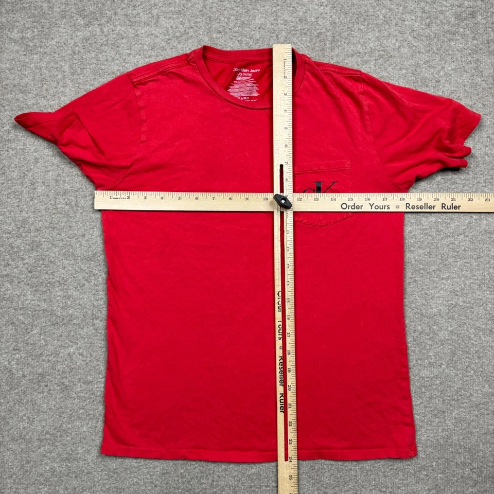 Camiseta Jeans Calvin Klein Juvenil Talla L Roja Manga Corta Bolsillo Camiseta Niños Informal Foto 3 de 4