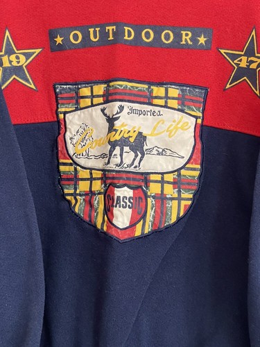 Vintage Hush Puppies Kids Sweatshirt Country Life Embroidered Blue Size 6 - Picture 2 of 8
