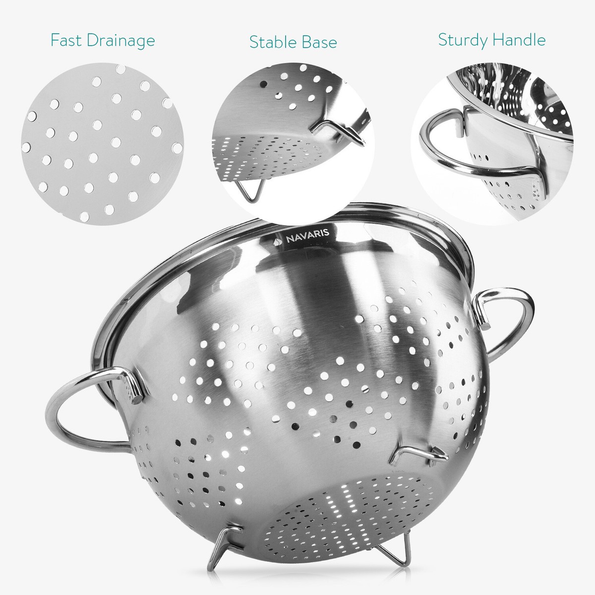Werwing Passoire Extra Large 22,9 Cm En Acier Inoxydable – Maille Fine Ultra-Résistante, Poignée Anti-Chaleur, Idéale Pour Pâtes, Riz, Quinoa Et Légumes