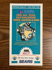 UNPUNCHED! 1997 NHL ALL STAR BALLOT See photos! Jagr Hasek Bure Hull Jersey Card