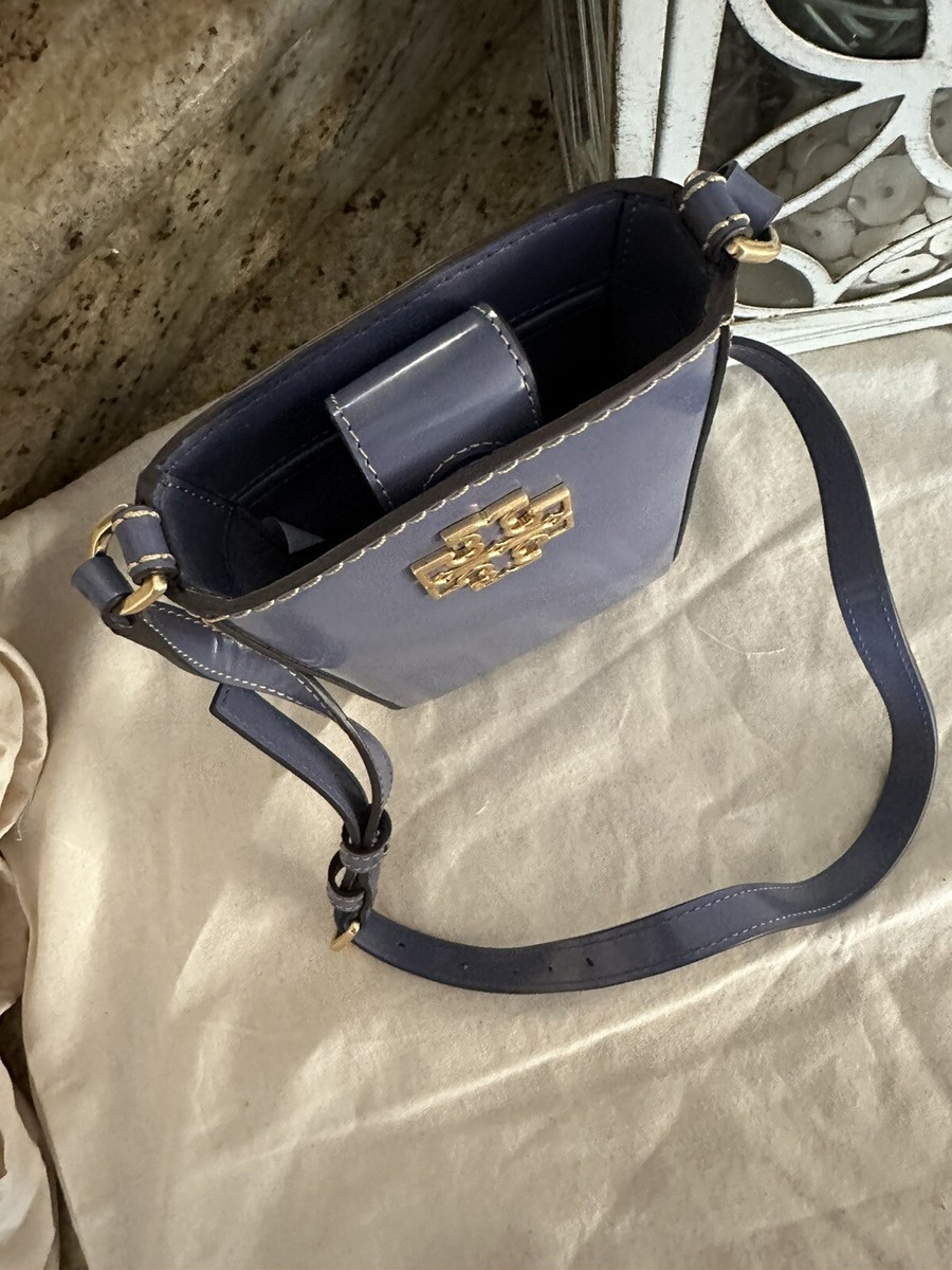 New Tory Burch Britten Phone holder Crossbody Blue | eBay