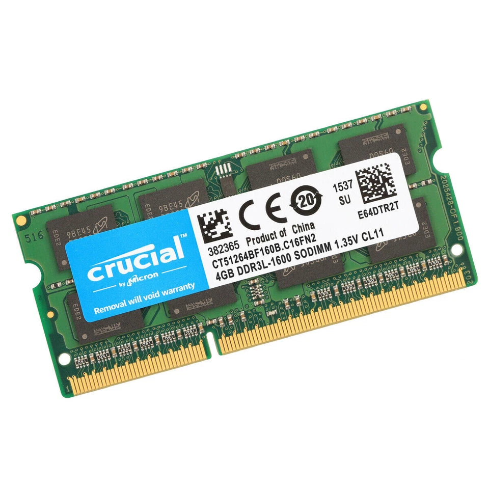 CRUCIAL DDR3 1600 MHz 4GB PC3-12800 Laptop SODIMM Memory RAM PC3L 4G 1.35V DDR3L - Image 3 of 4