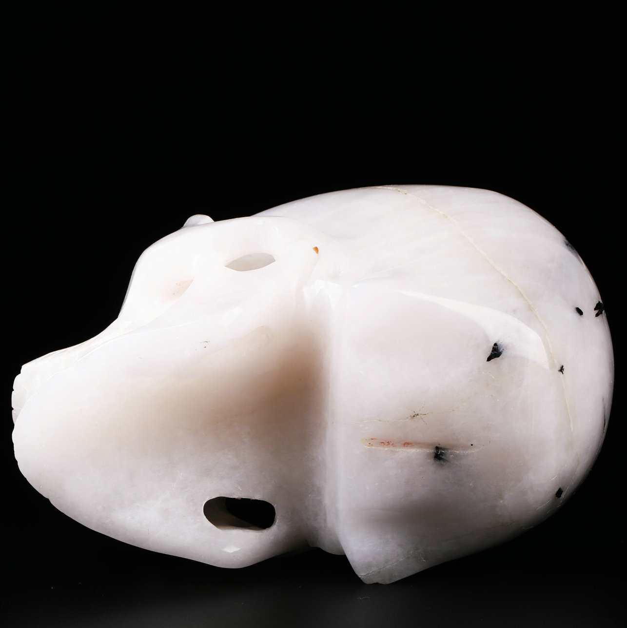 Huge 5.0" Tourmaline Crystal Quartz Carved Skull,Super Realistic,Crystal Healing