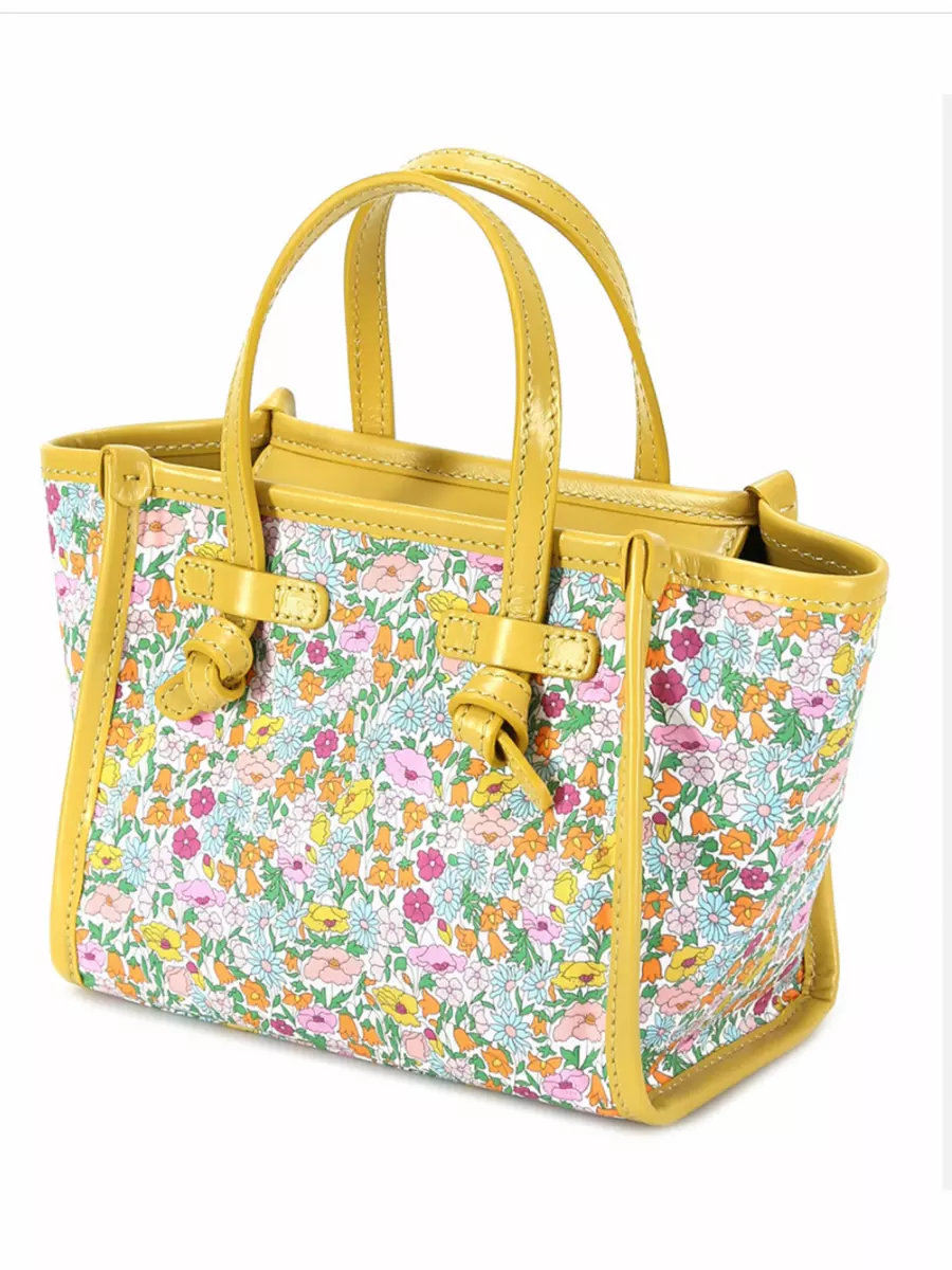 Gianni Chiarini Marcella Liberty print yellow leather floral small bag grab  tote