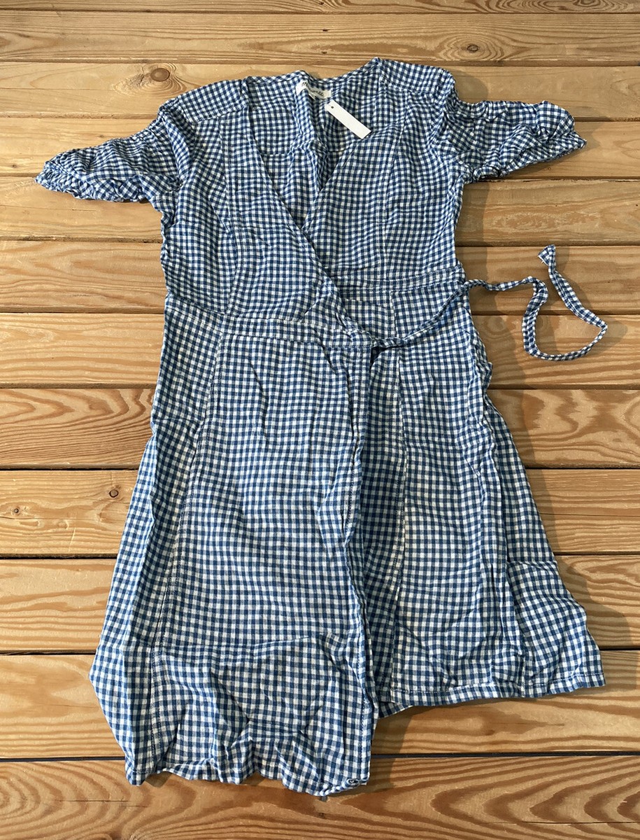 blue gingham wrap dress Lillian Dress in Dark Blue Gingham