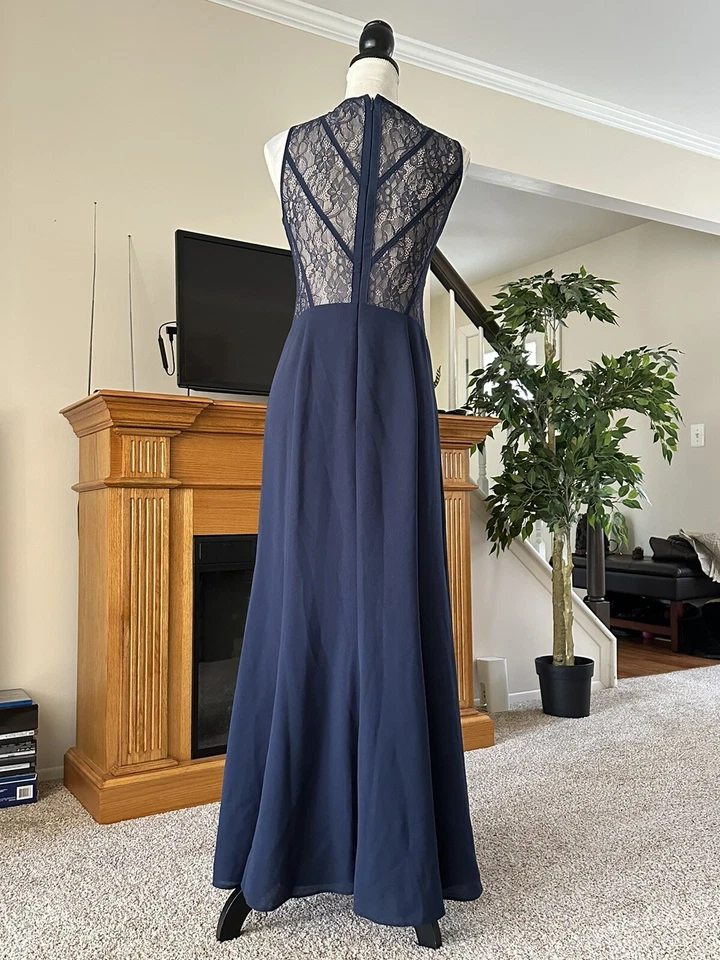 BCBGMAXAZRIA PARIS ARIEL Vestido Sirena Encaje Espalda Baile de graduación Formal Talla 2 $Venta al por menor 338 Foto 4 de 4