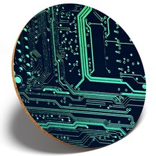 1 x Computer Chip Motherboar?d - Round Coaster Kitchen Student Kids Gift #16892