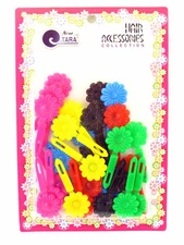 TARA GIRLS SELF HINGE BABY FLOWER HAIR BARRETTES - 28 PCS.  (08873)