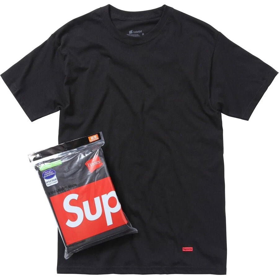 Supreme Hanes Tagless Tees (3 Pack) Black Medium S/S 18