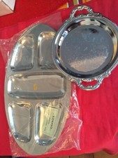 grand plat à hors d'oeuvre acier massif inoxydable et plateau (lot n°64)