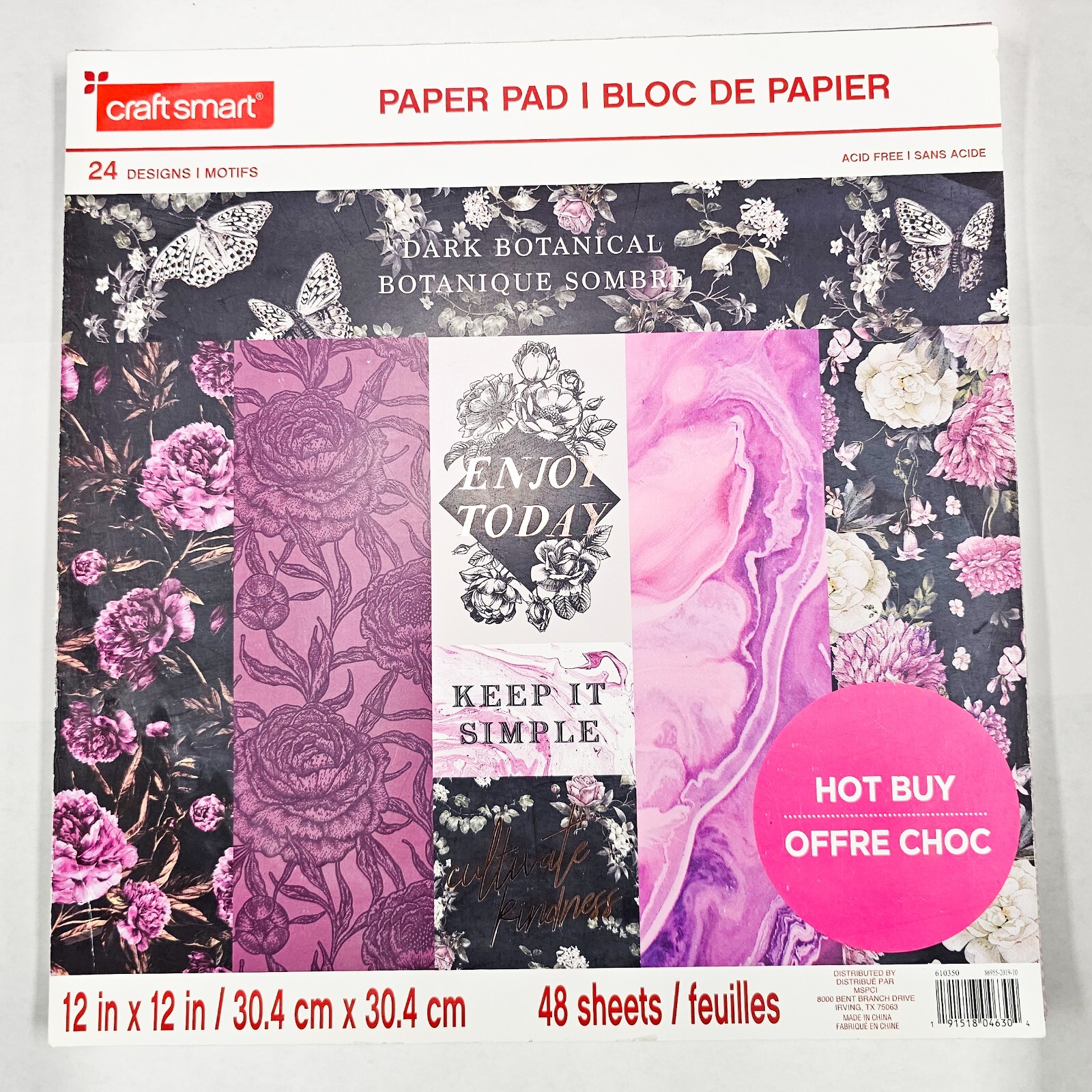 Dark Botanicals Craftsmart Scrapbook 12"x12" Paper Pad 29 Sheets