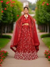 Semi-Stitched Lehenga with Sequin  Embroidery Work by Shreekama