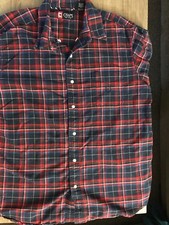 Chaps Men’s Button Down Dress Shirt Size XL Plaid Blue Red Great Condition