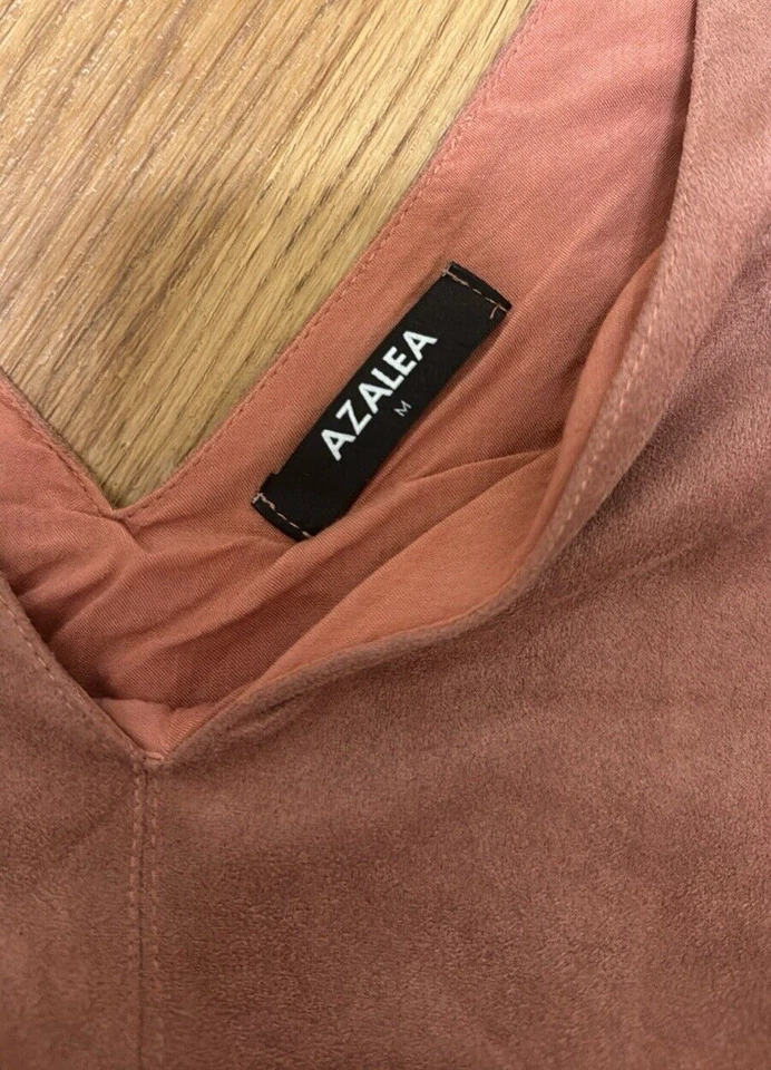 Camiseta regata Azalea média rosa camurça gola V sem alças - Imagem 2 de 4