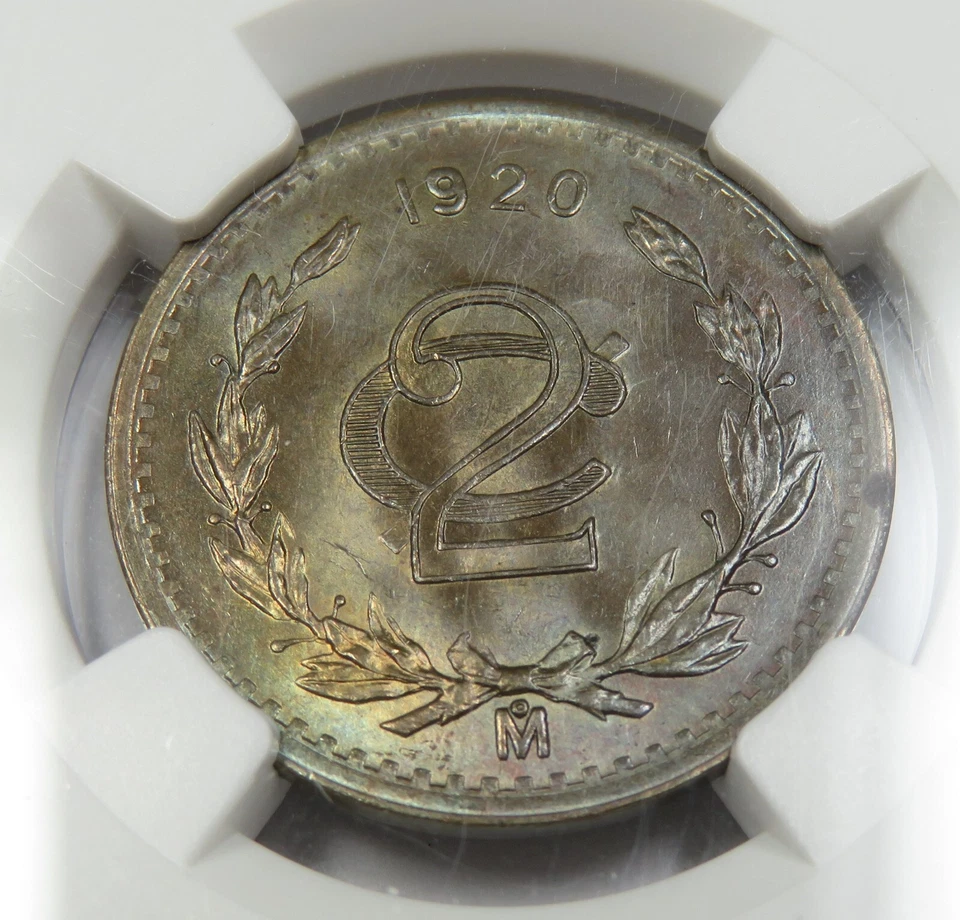 1920 Mo NGC MS66 BN Marrón MÉXICO - Tonificado Dos Centavos Dos Moneda 2C #33909A Foto 2 de 4