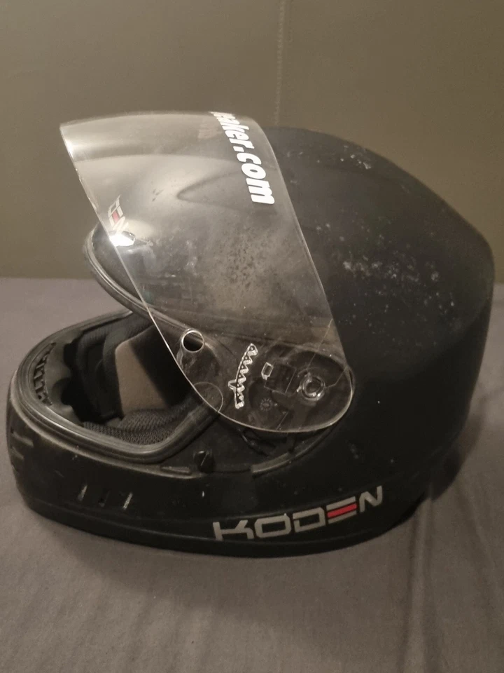 Used Second USED Koden Motorcycle Helmet Fibreglass Hard Hat Sports Black - Image 4 of 4
