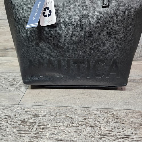 NAUTICA Black Tote Bag Embossed Logo Lt. Weight 13"x10.5"x4.5 New W/ Tag - Picture 2 of 12