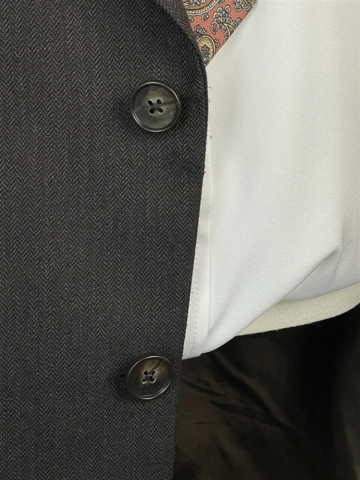 VTG Givenchy 48L USA MADE Dark Brown Herringbone 100% Wool 2Btn Blazer Jacket - Image 4 of 4