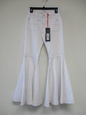 Vibrant Jeans Womens 7 White Bell Bottom Flare Stretch Denim 27x32 EP1783