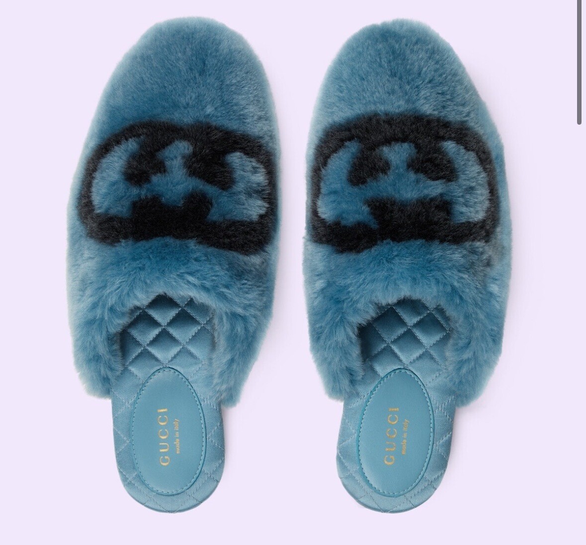 Authentic GUCCI Interlocking GG Faux-Fur Glam PINK Slippers