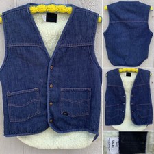 Vintage Roebucks Denim Vest Sherpa Lined Western Wear Cowboy Trucker Sears S